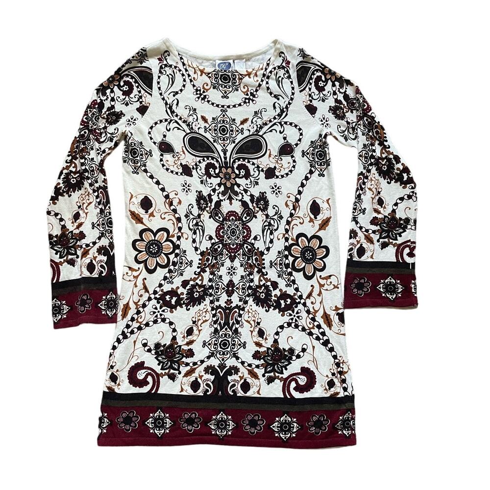 Vintage Diane Gilman Womens Floral Sweater Dress Size Large Holiday Paisley